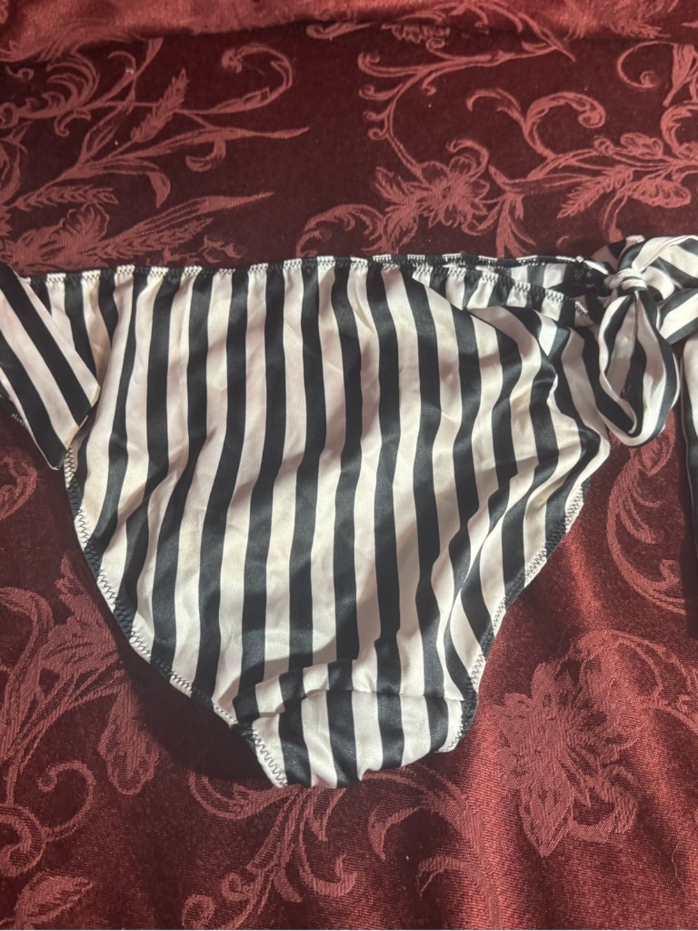 Victoria's Secret Black and White Striped Side-Tie Bikini Panty Unusual Sexy - Picture 3 of 4